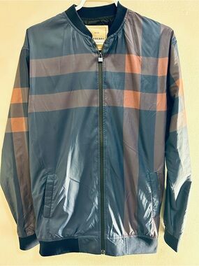 Burberry London  Men's Plaid Bomber Jacket - Navy & Tan